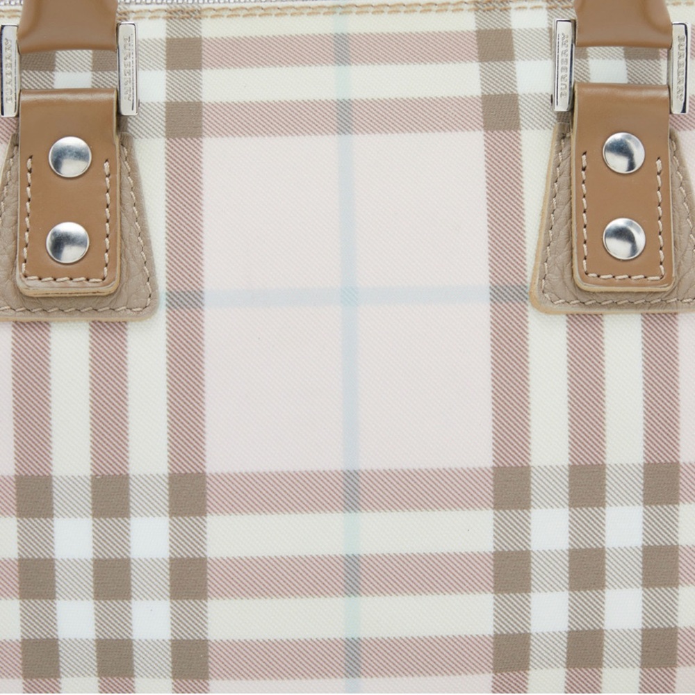 BURBERRY Pink/Beige House Check PVC and Leather Small Boston Bag - Picture 6 of 15